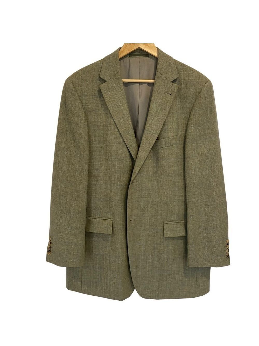 Hugo Boss Bertolucci suit jacket blazer sage wool & linen blend 2 buttons 52